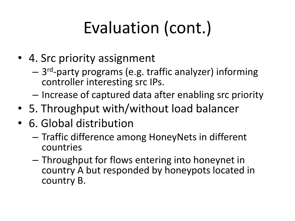 evaluation cont