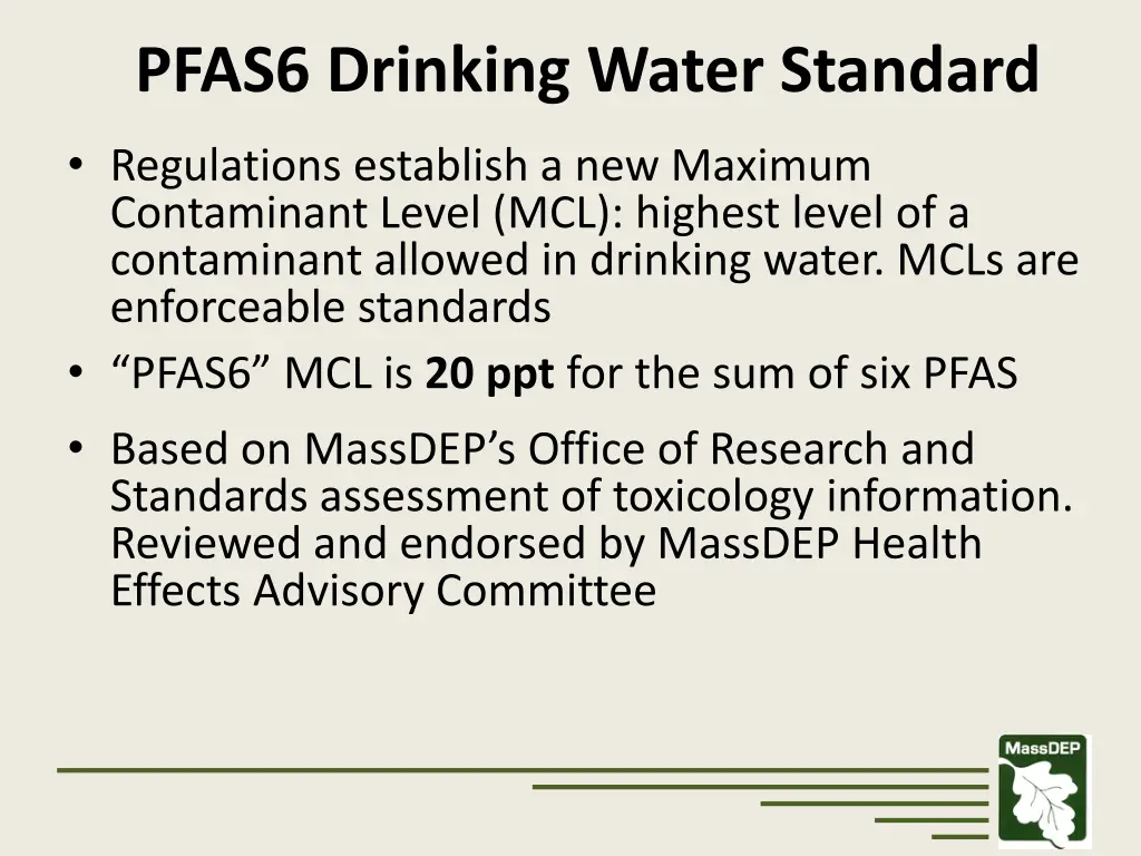 pfas6 drinking water standard