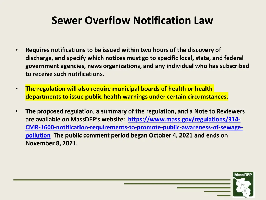 sewer overflow notification law 1