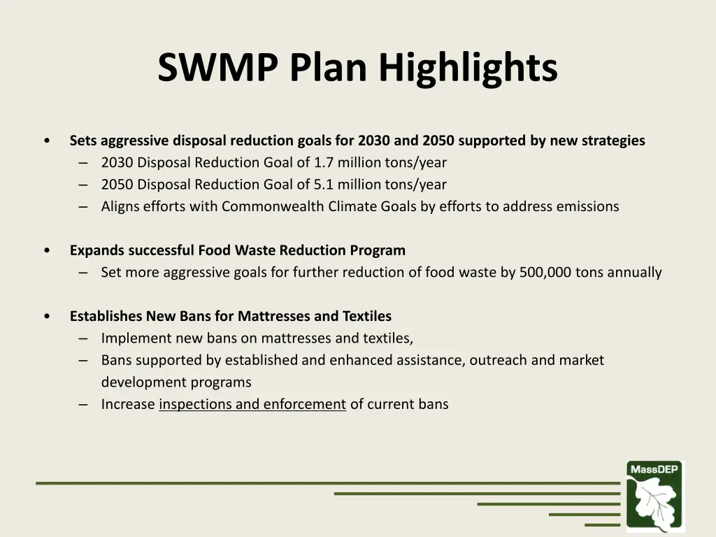 swmp plan highlights