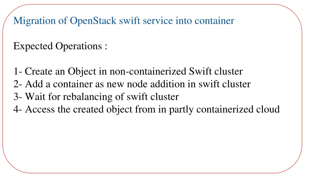 migration of openstack swift service into