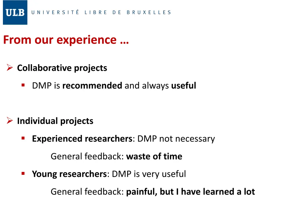 from our experience
