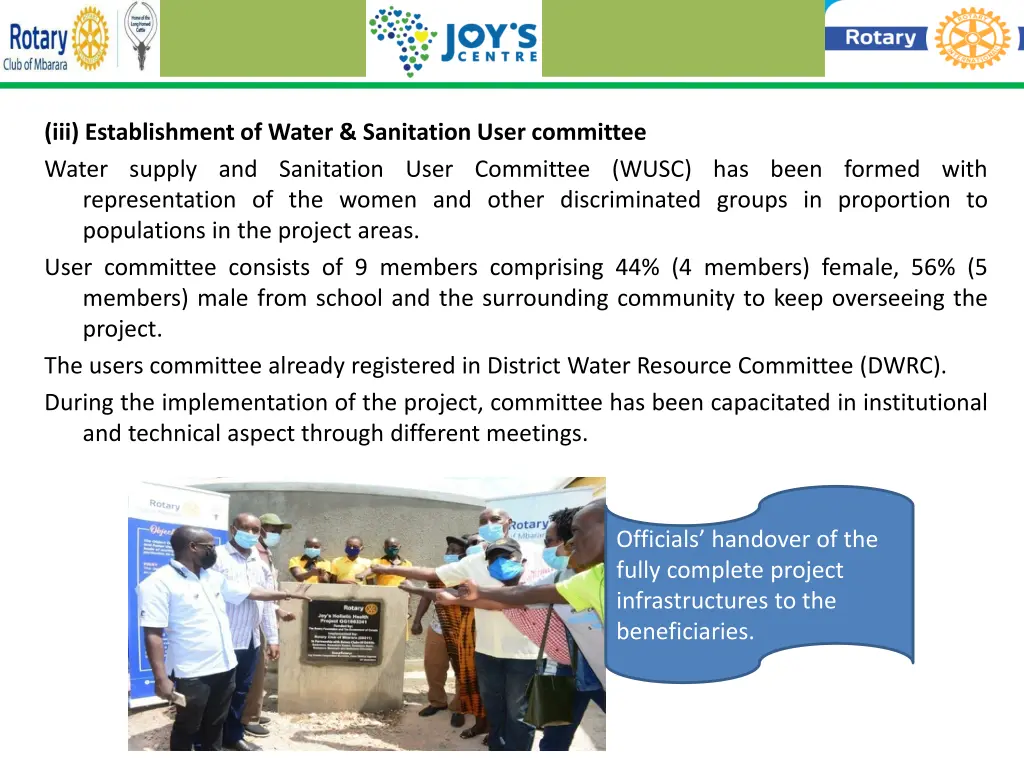iii establishment of water sanitation user