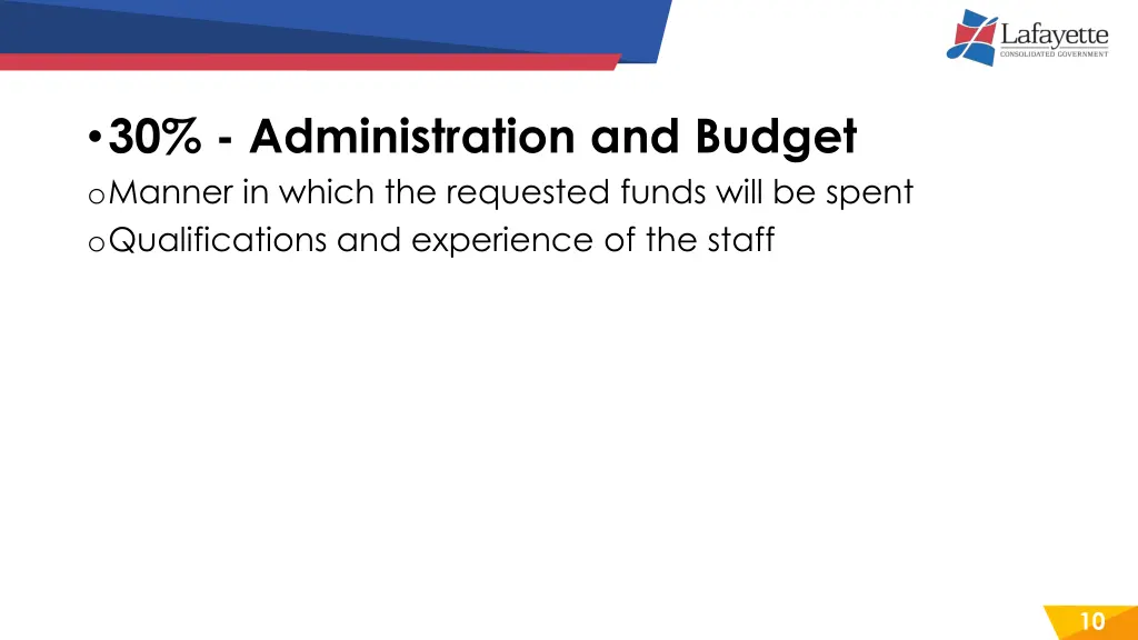 30 administration and budget o manner in which