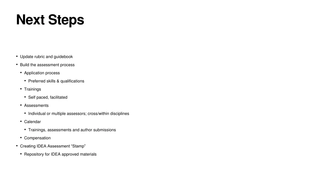 next steps