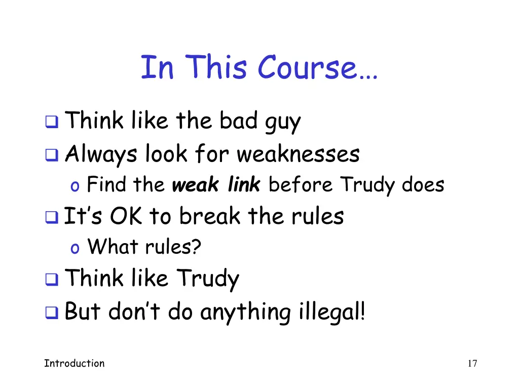 in this course