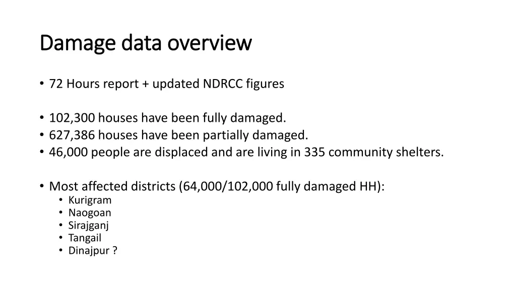 damage data overview damage data overview
