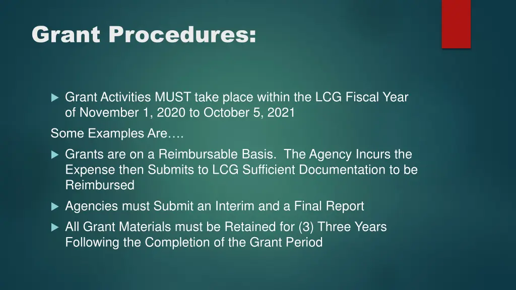 grant procedures