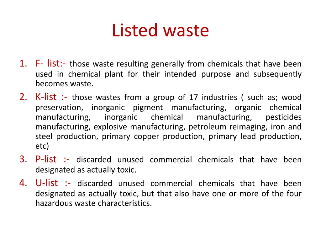 listed waste