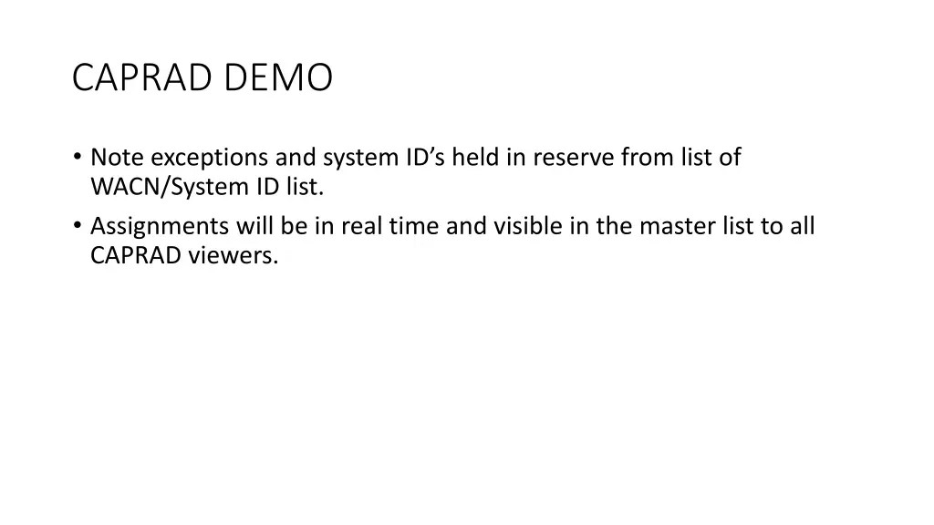 caprad demo
