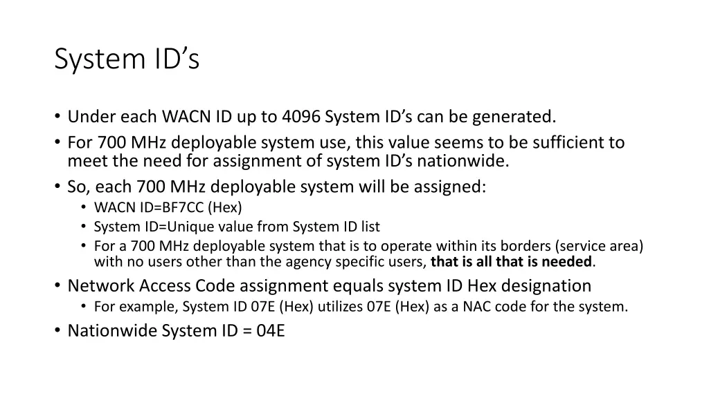 system id s