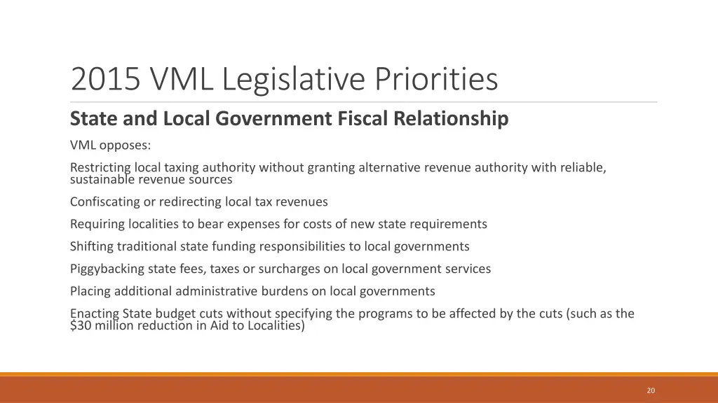 2015 vml legislative priorities state and local