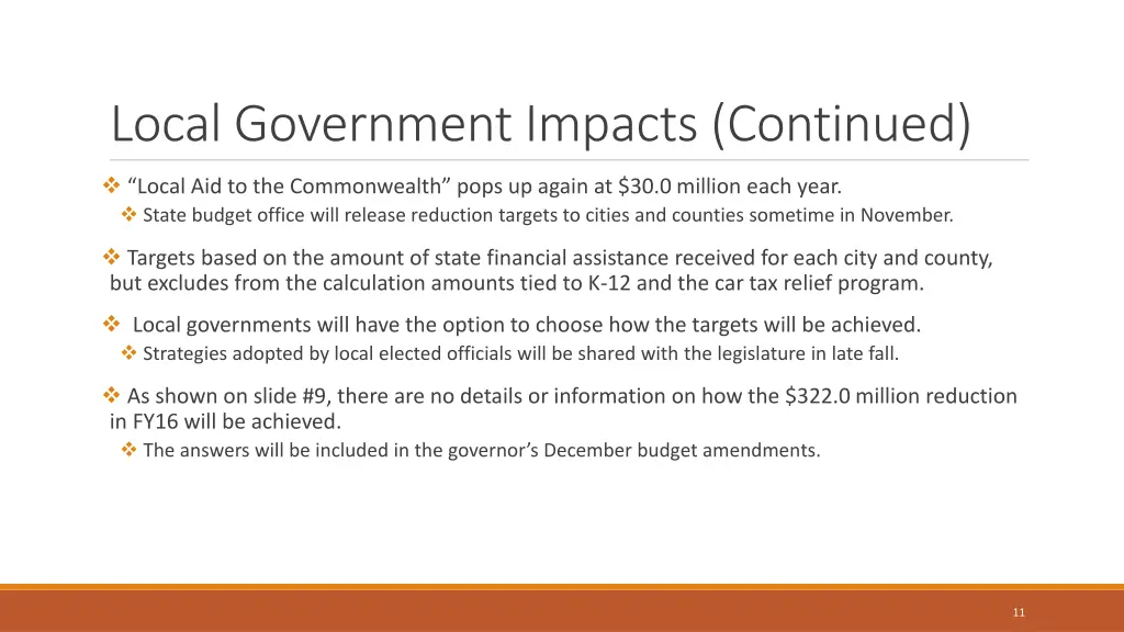 local government impacts continued