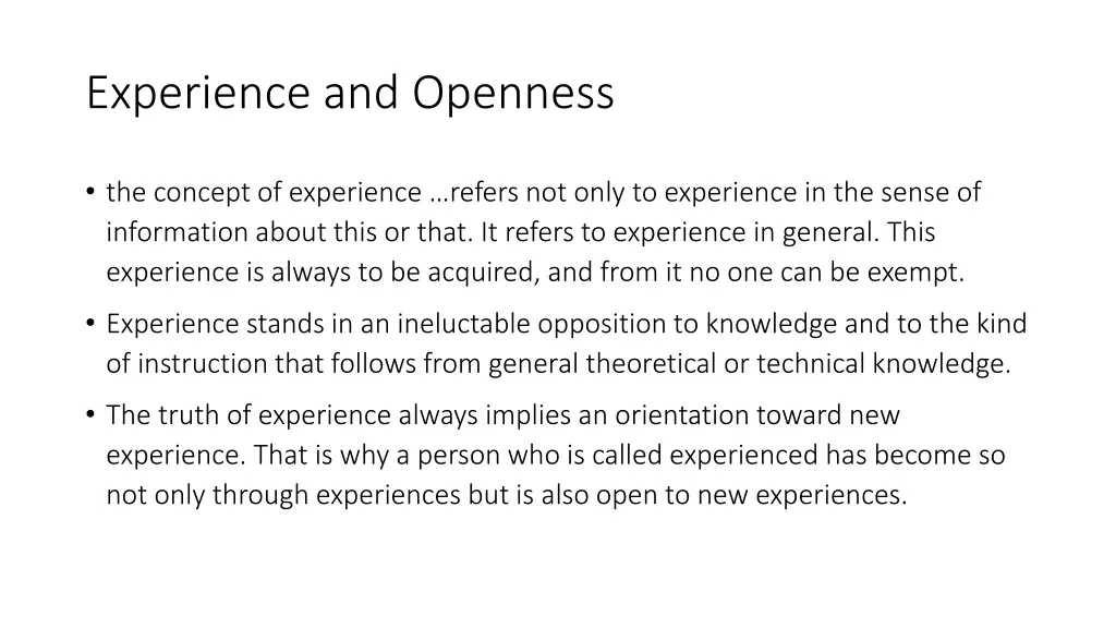 experience and openness