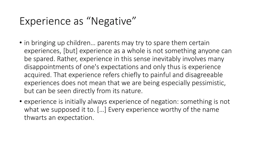 experience as negative