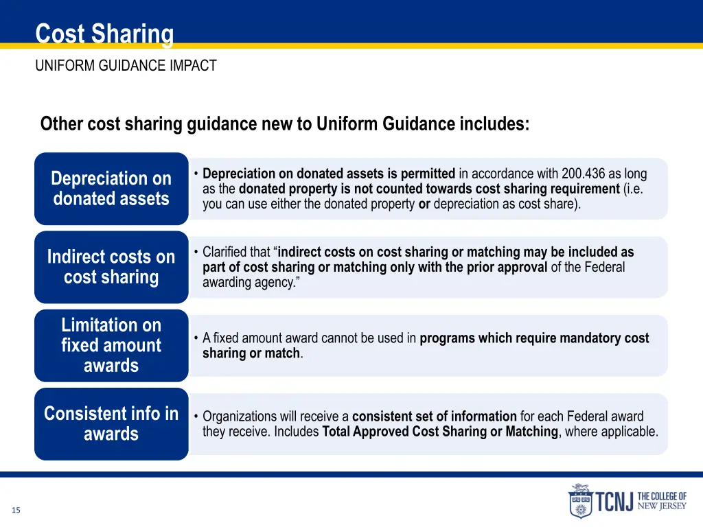 cost sharing uniform guidance impact