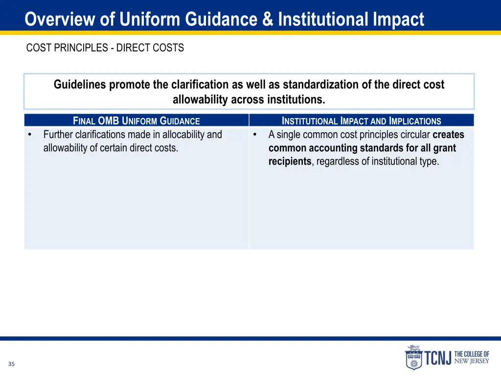overview of uniform guidance institutional impact 2