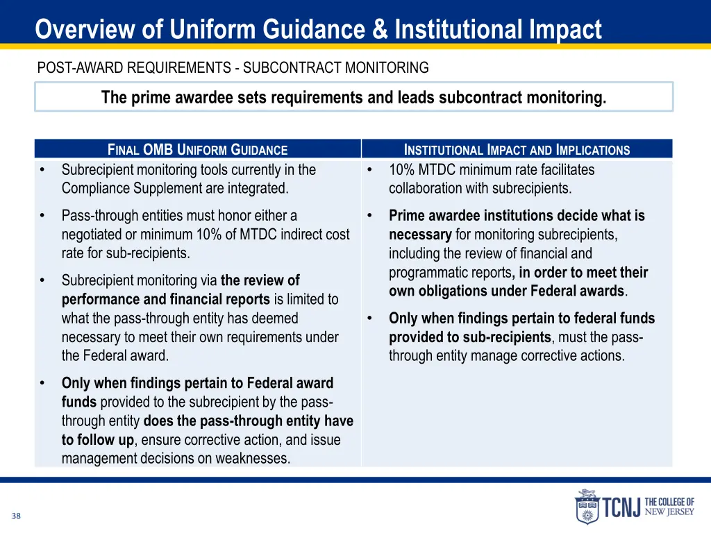 overview of uniform guidance institutional impact 5