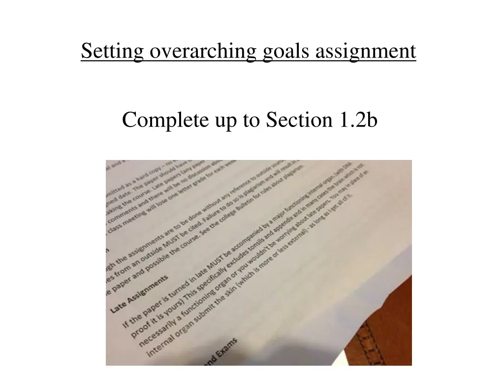 setting overarching goals assignment
