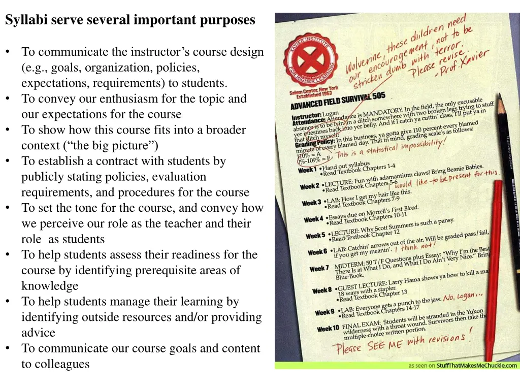 syllabi serve several important purposes