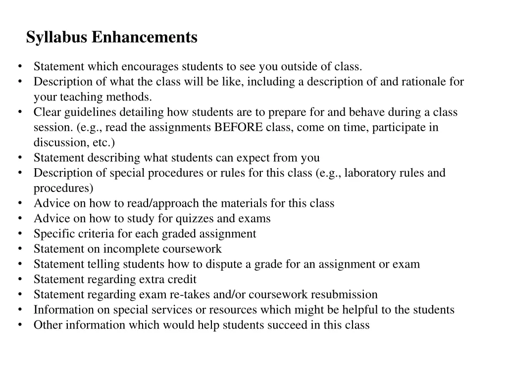 syllabus enhancements