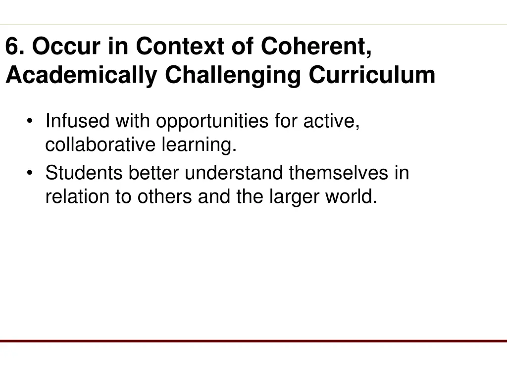 6 occur in context of coherent academically