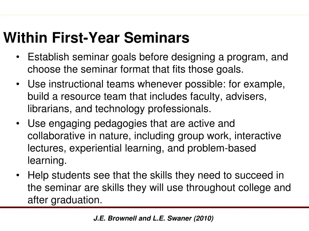 within first year seminars establish seminar