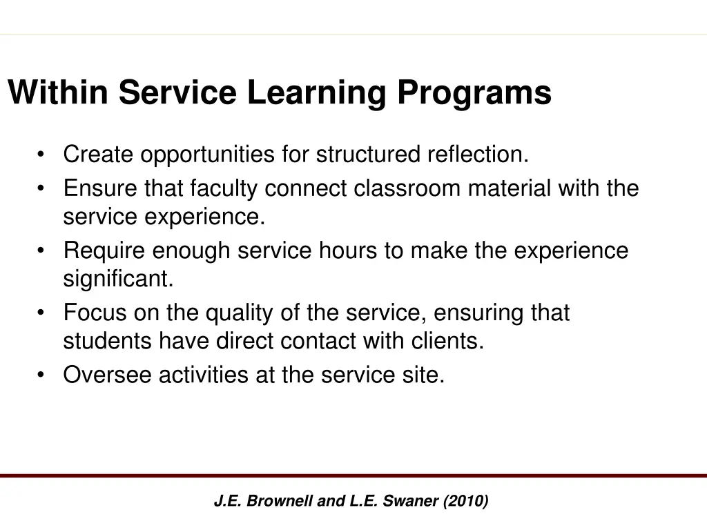 within service learning programs