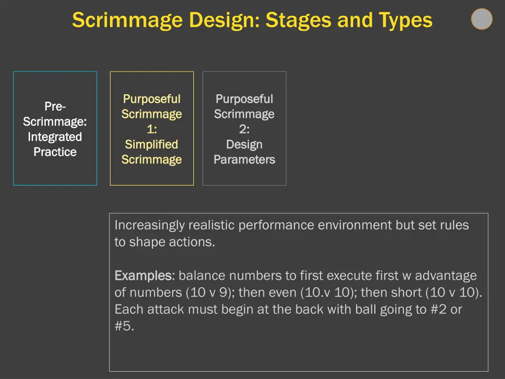 scrimmage design stages and types 2