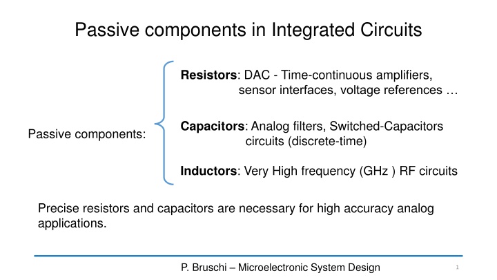 passive components in integrated circuits
