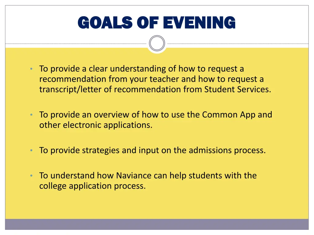 goals of evening goals of evening