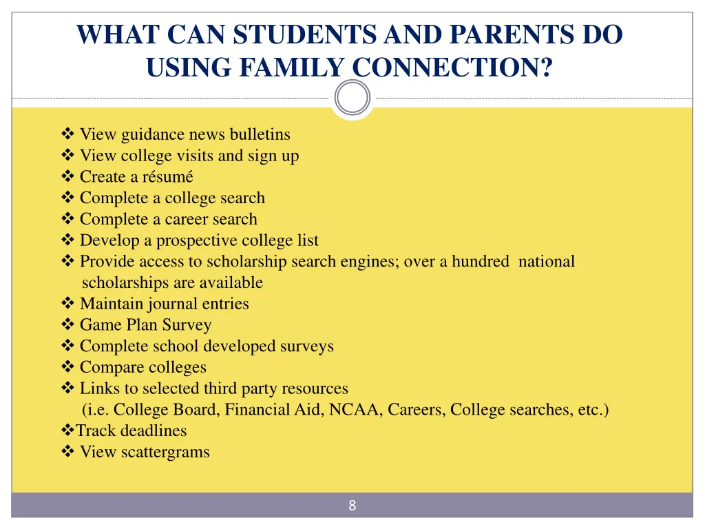 what can students and parents do using family