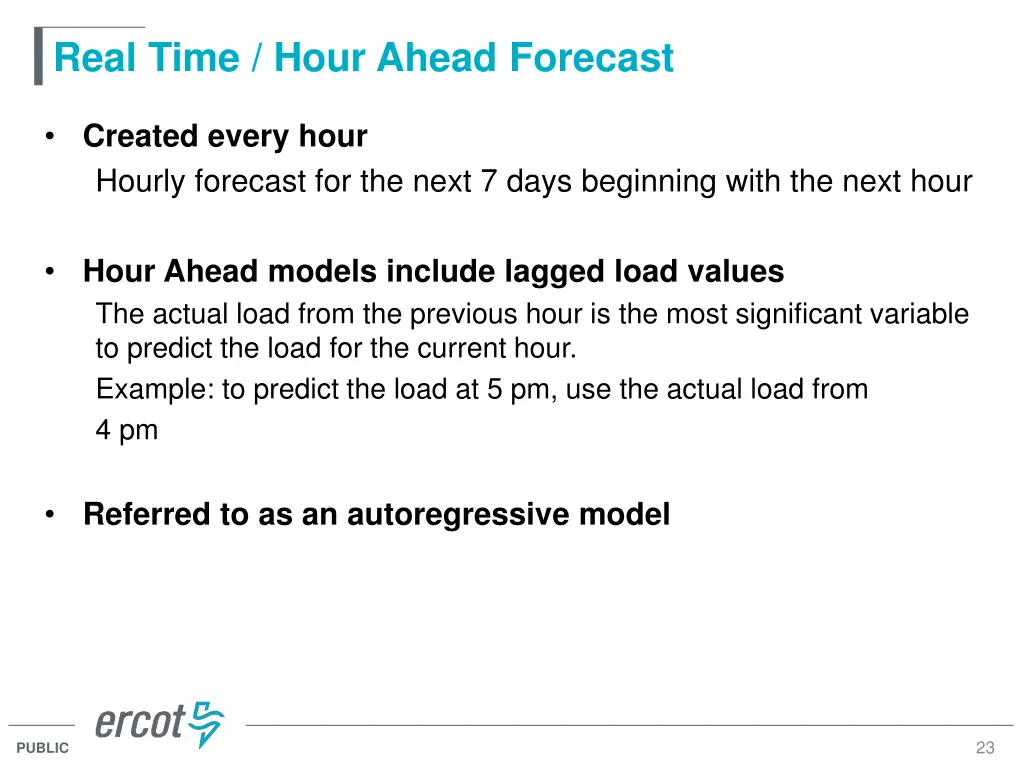 real time hour ahead forecast