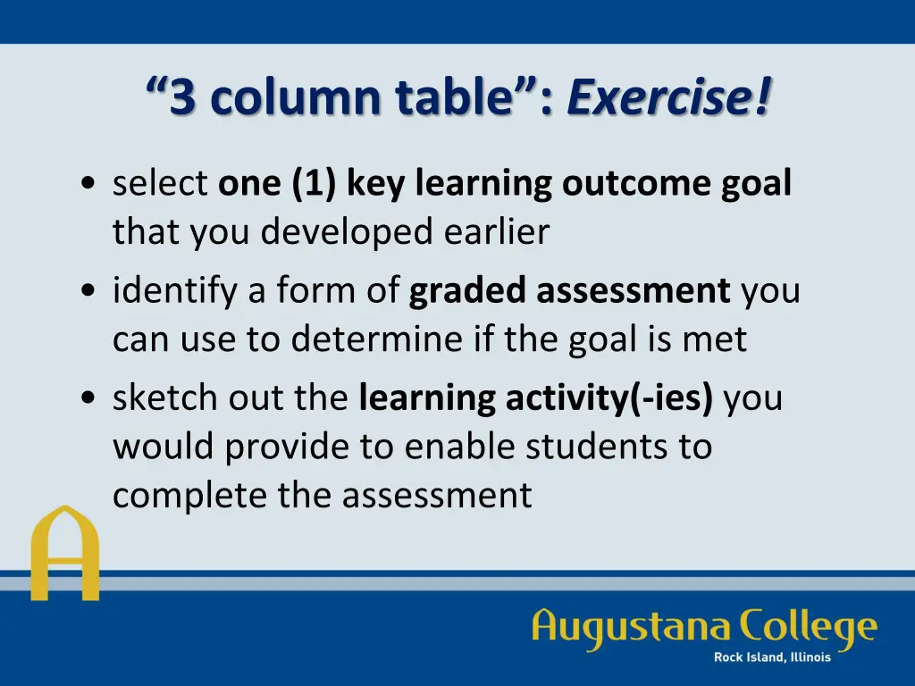 3 column table exercise