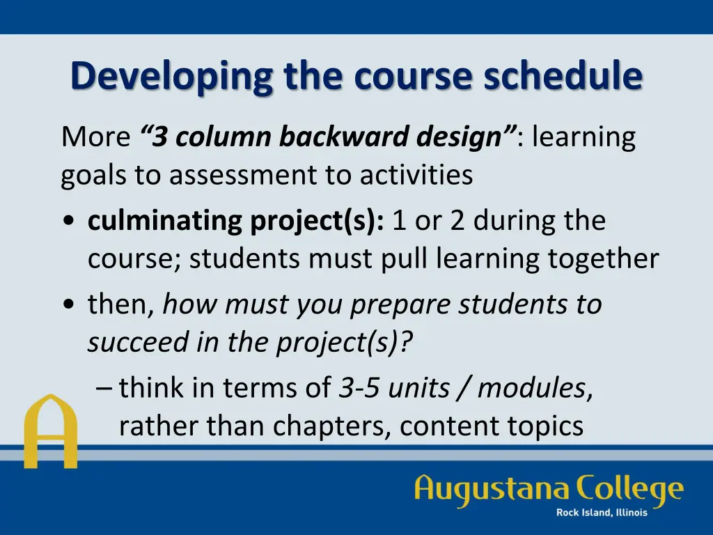 developing the course schedule