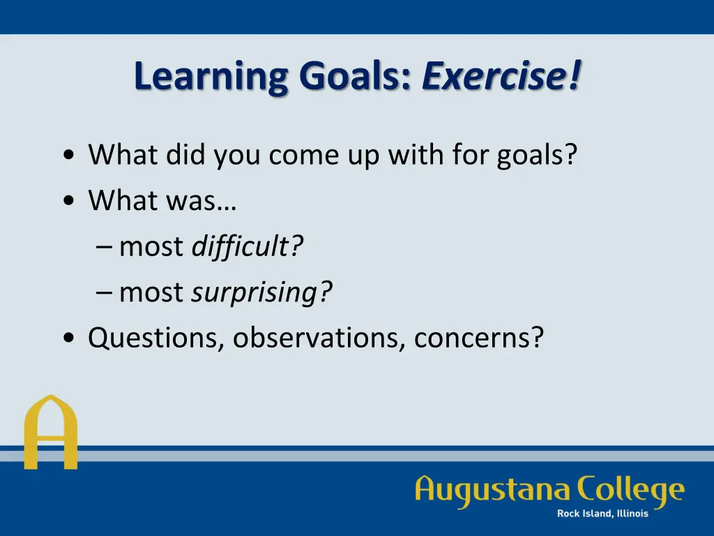 learning goals exercise 1