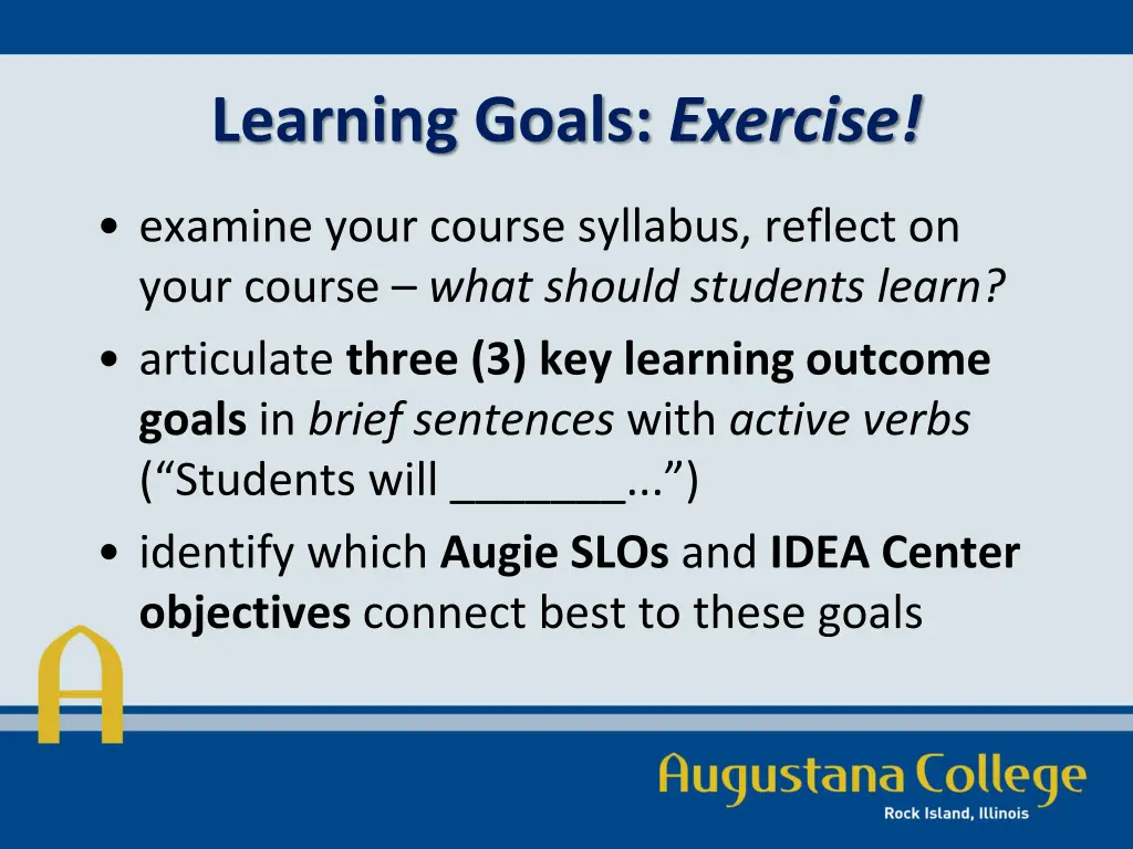 learning goals exercise