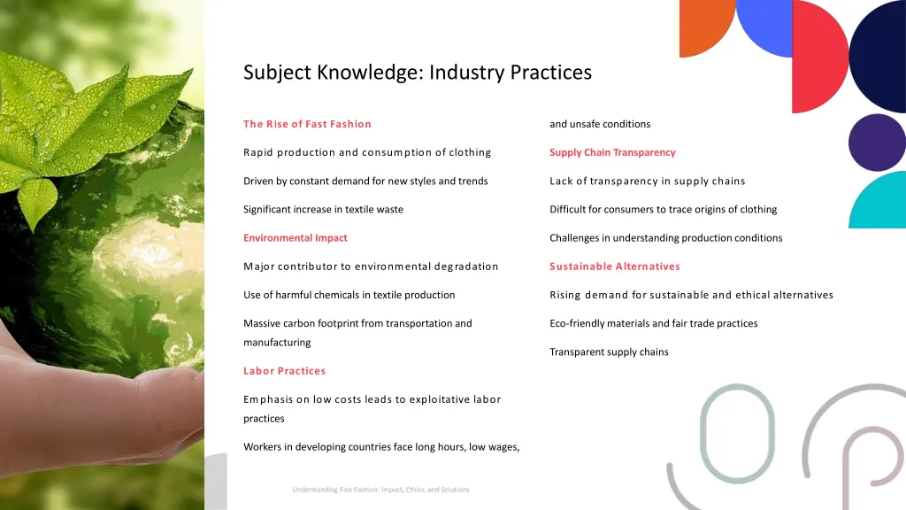 subject knowledge industry practices