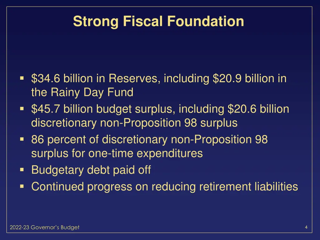 strong fiscal foundation