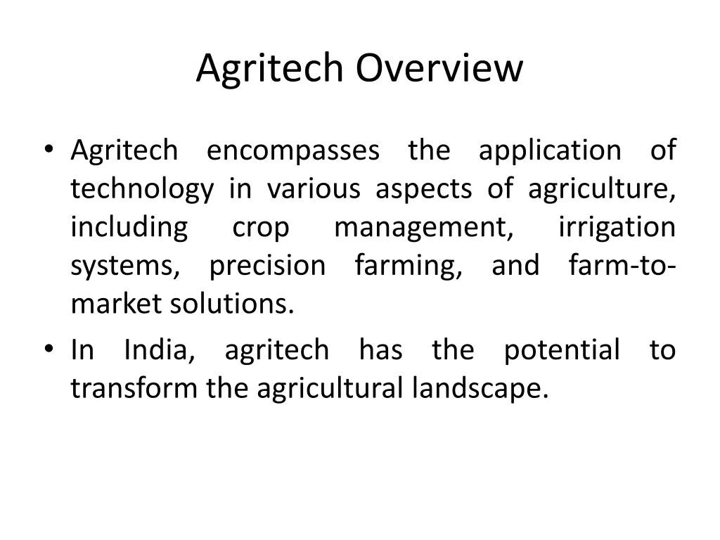 agritech overview