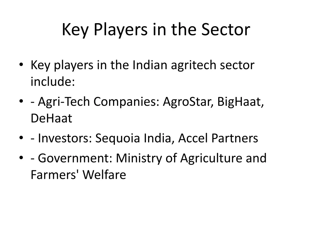 key players in the sector