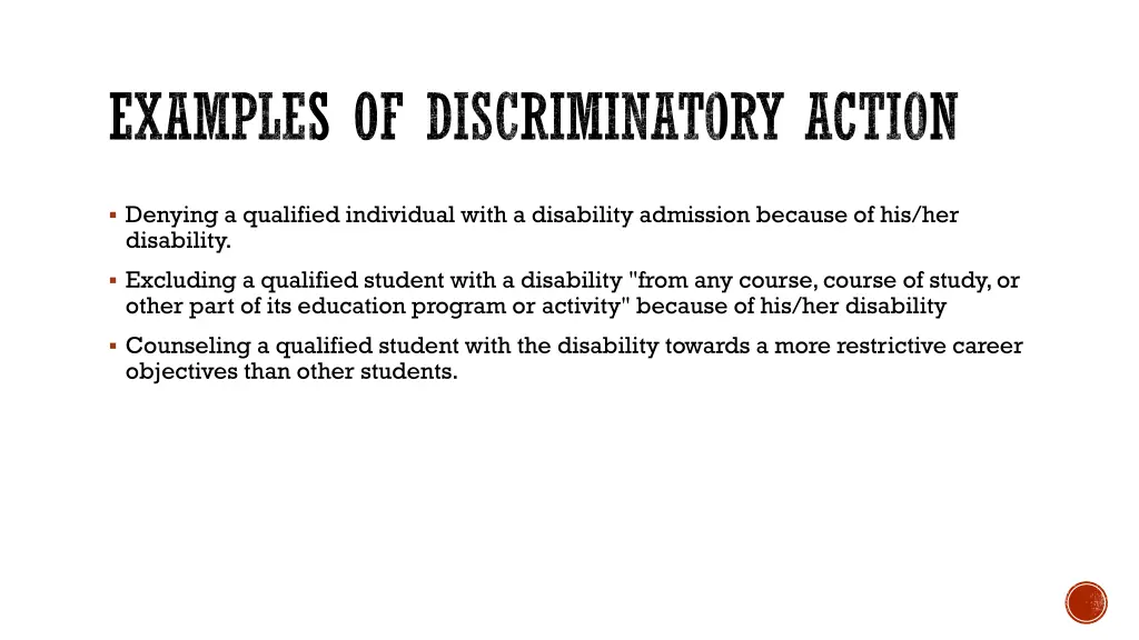 examples of discriminatory action