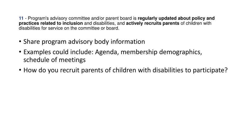 11 program s advisory committee and or parent