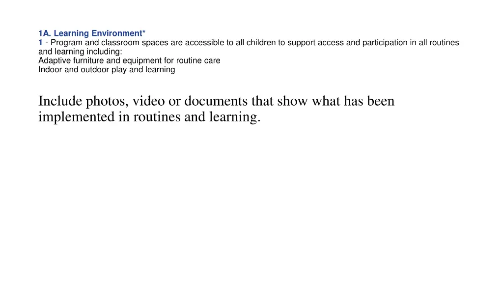 1a learning environment 1 program and classroom