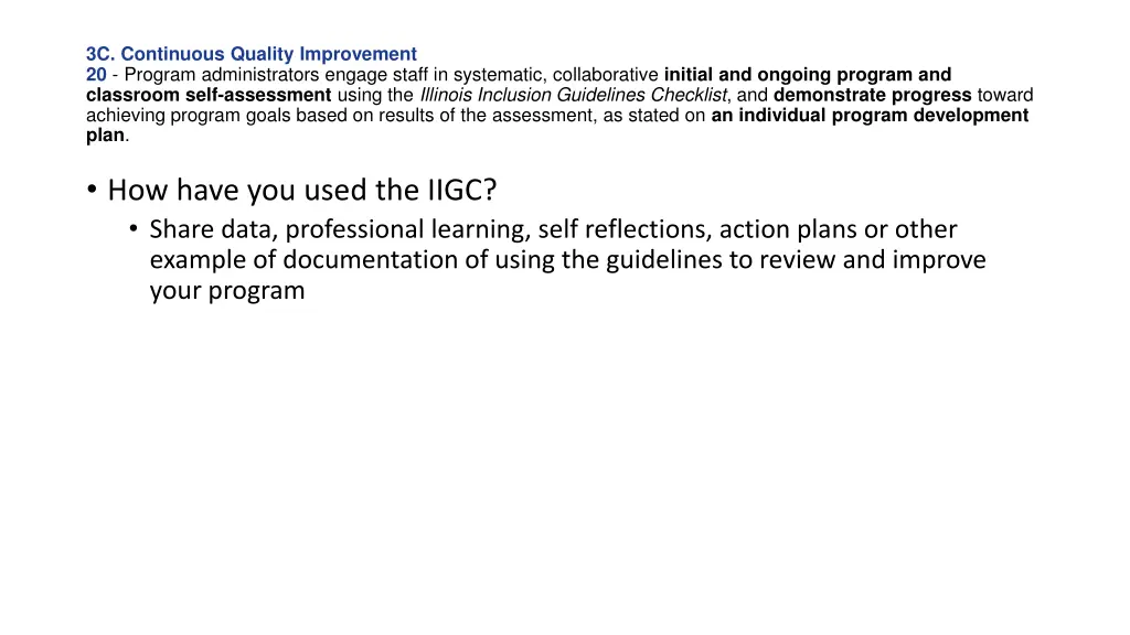 3c continuous quality improvement 20 program