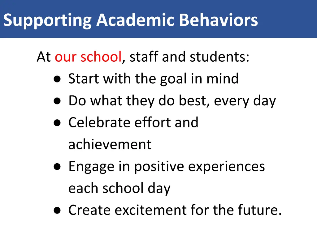 supporting academic behaviors