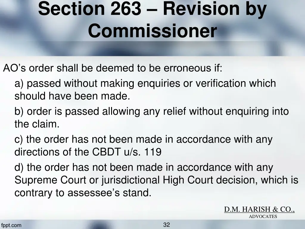 section 263 revision by commissioner