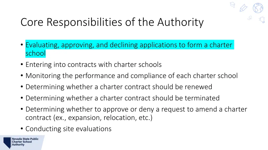 core responsibilities of the authority