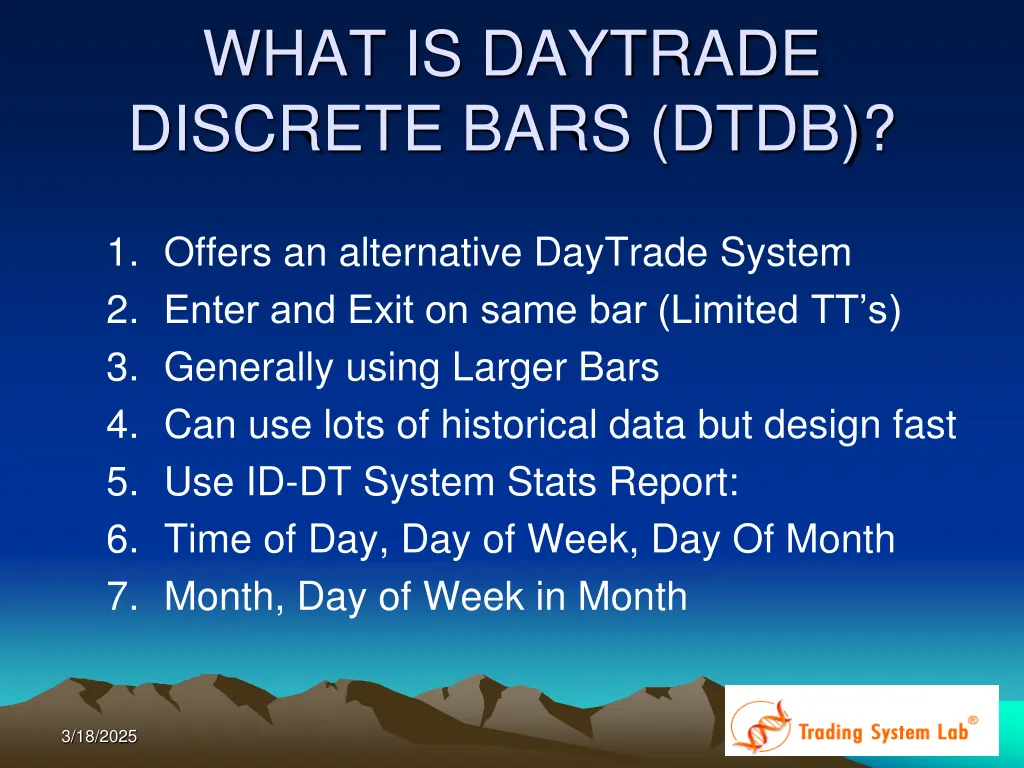what is daytrade discrete bars dtdb