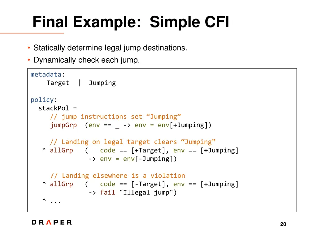 final example simple cfi
